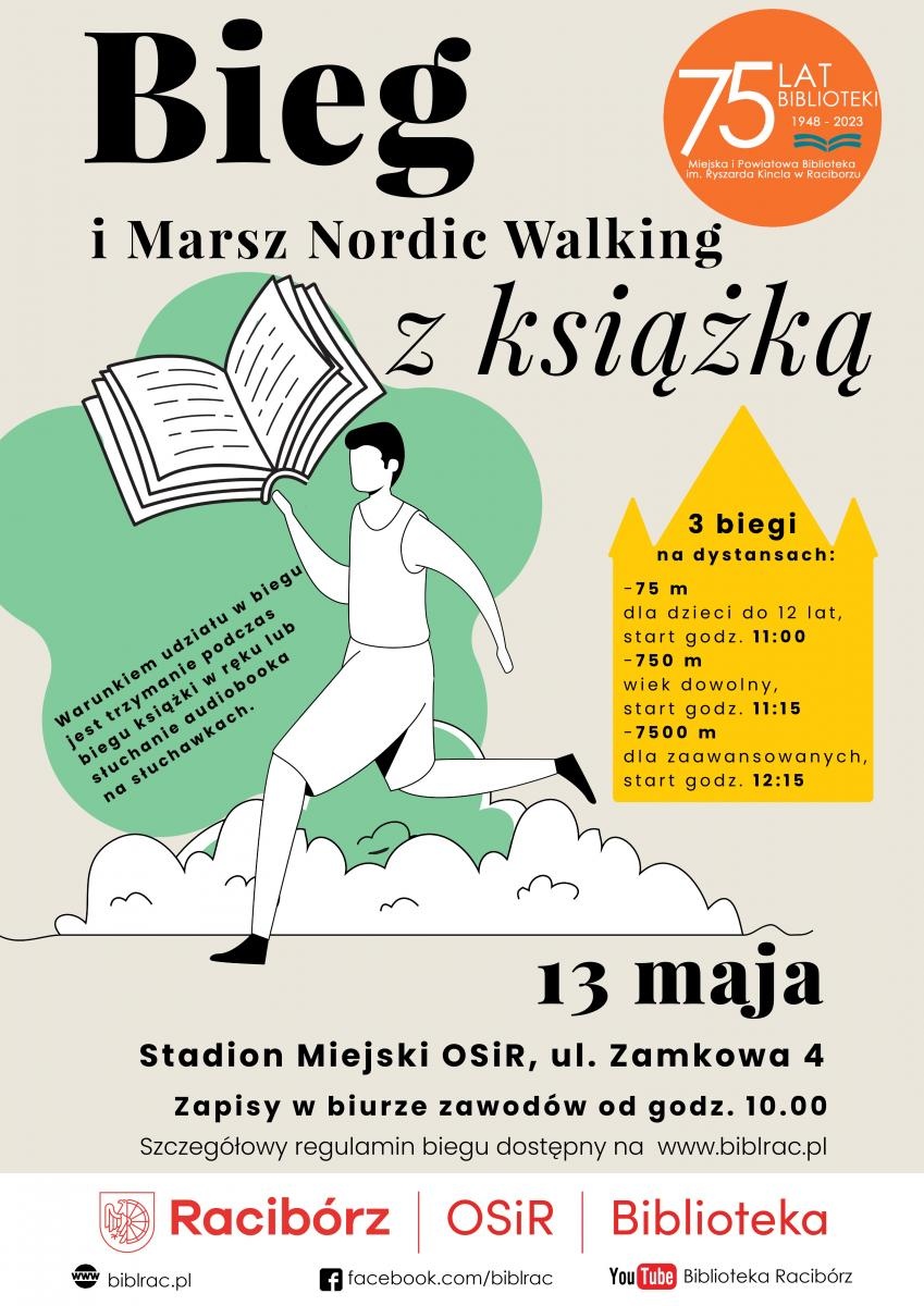 Zdjęcie w galerii na portalu naszraciborz.pl: Bieg z książką z okazji 75-lecia biblioteki wiadomości z regionu