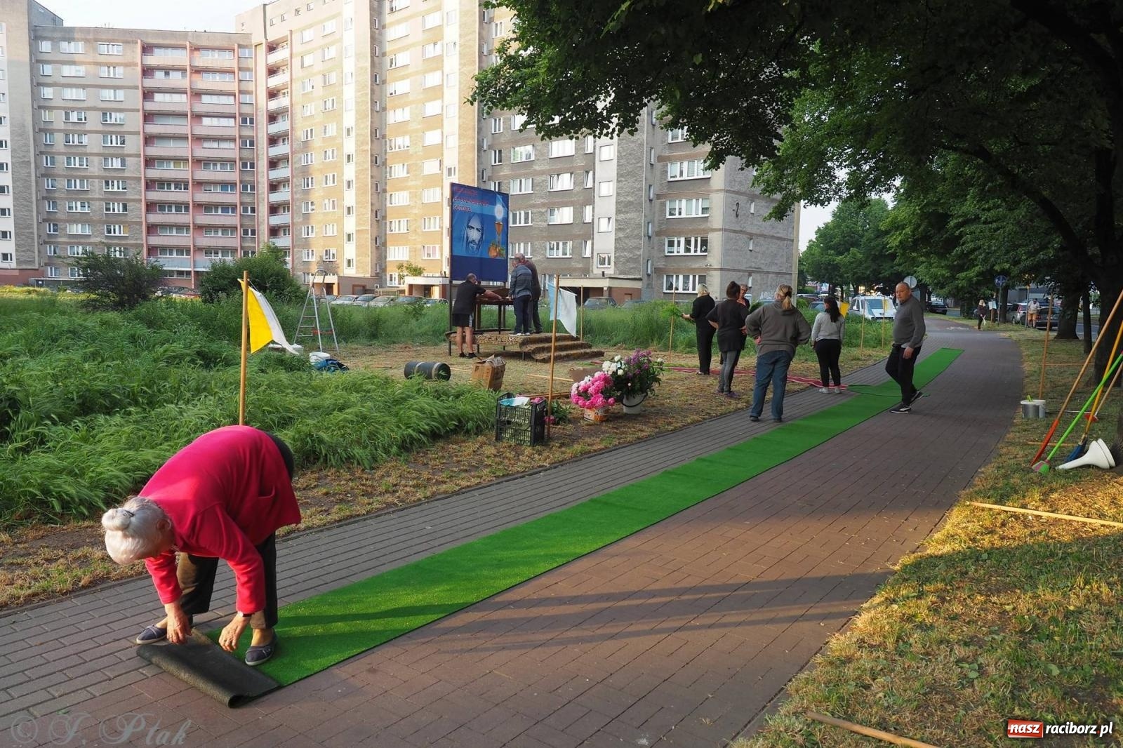 Zdjęcie w galerii na portalu naszraciborz.pl: Pracowali od świtu. Parafie NSPJ i Matka Boża gotowe na Boże Ciało [FOTO] wiadomości z regionu