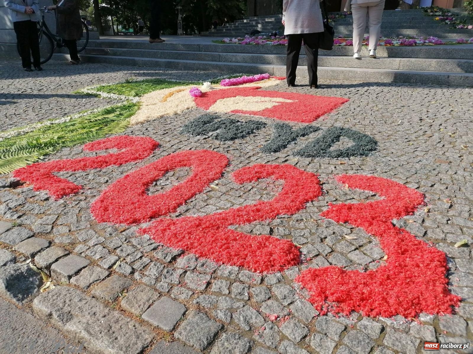 Zdjęcie w galerii na portalu naszraciborz.pl: Pracowali od świtu. Parafie NSPJ i Matka Boża gotowe na Boże Ciało [FOTO] wiadomości z regionu