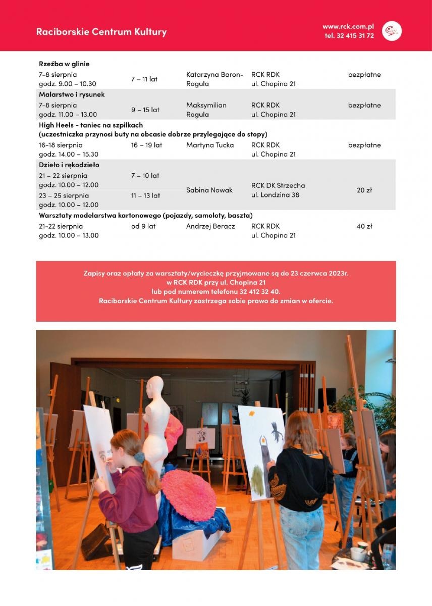 Zdjęcie w galerii na portalu naszraciborz.pl: Wakacje za pasem. Co przygotował RCK? wiadomości z regionu