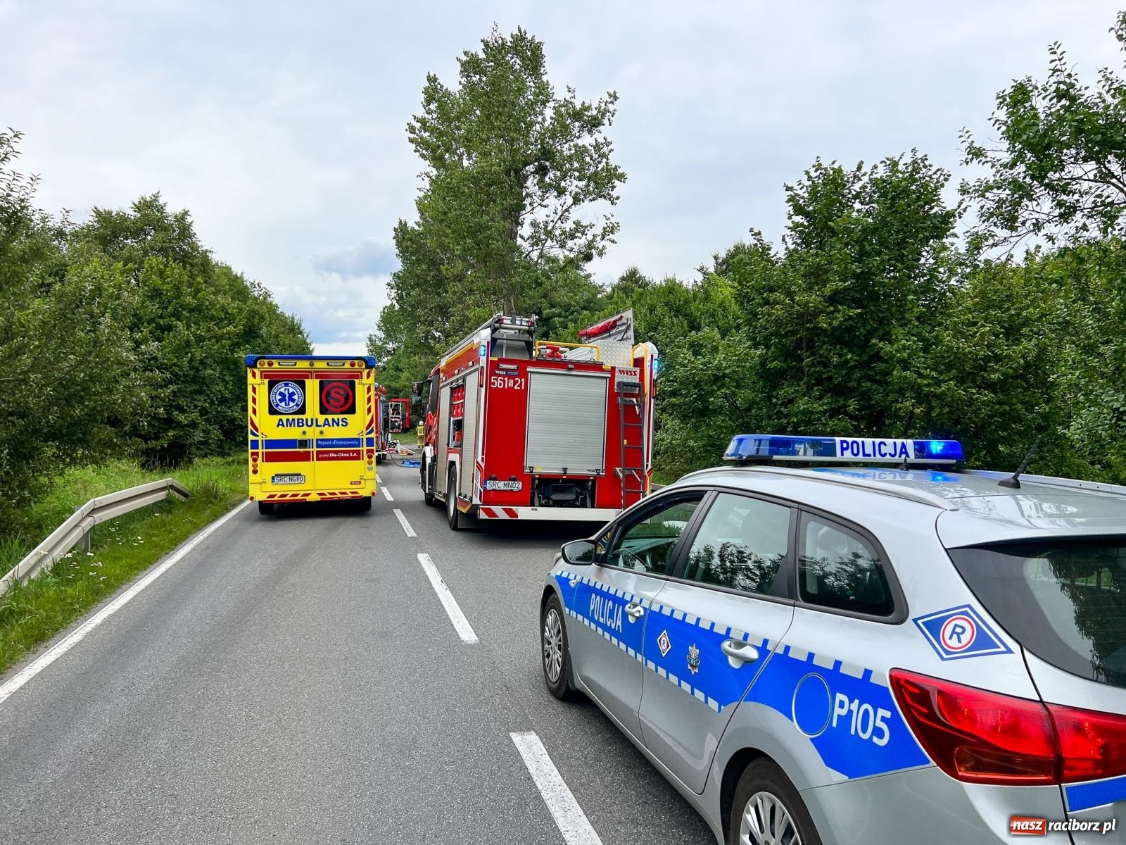 Zdjęcie w galerii na portalu naszraciborz.pl: Wypadek na DW 919 odcinek Racibórz-Babice [FOTO] wiadomości z regionu