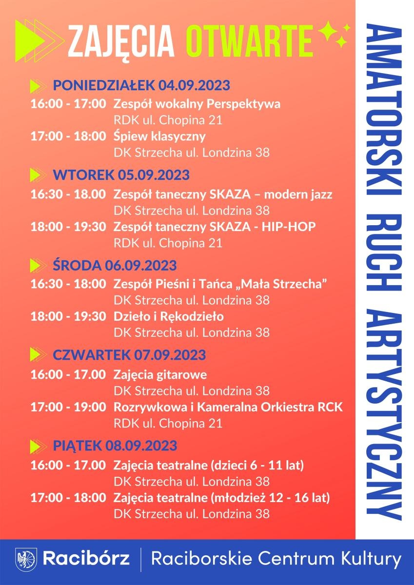 Zdjęcie w galerii na portalu naszraciborz.pl: RCK rozpoczyna nowy rok artystyczny. Terminarz zajęć i zaproszenie na zajęcia otwarte wiadomości z regionu