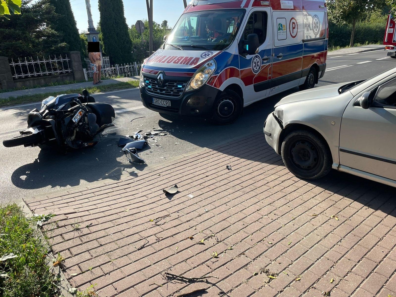 Zdjęcie w galerii na portalu naszraciborz.pl: Skoda i motocykl zderzyły się na Brzeskiej [FOTO] wiadomości z regionu
