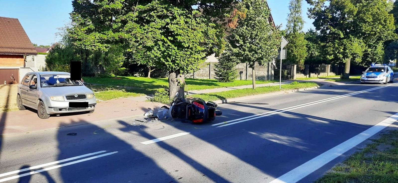 Zdjęcie w galerii na portalu naszraciborz.pl: Skoda i motocykl zderzyły się na Brzeskiej [FOTO] wiadomości z regionu