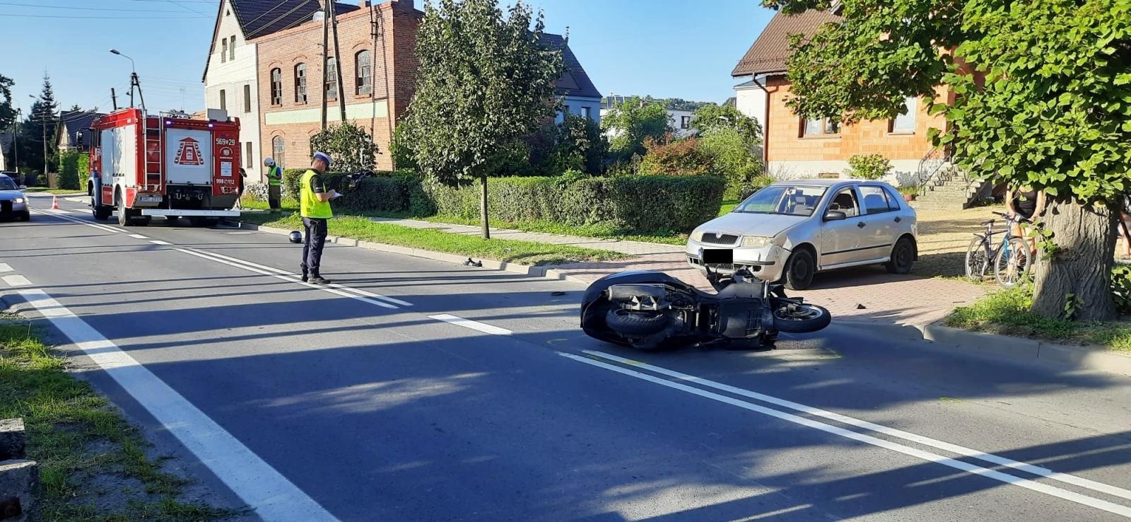 Zdjęcie w galerii na portalu naszraciborz.pl: Skoda i motocykl zderzyły się na Brzeskiej [FOTO] wiadomości z regionu