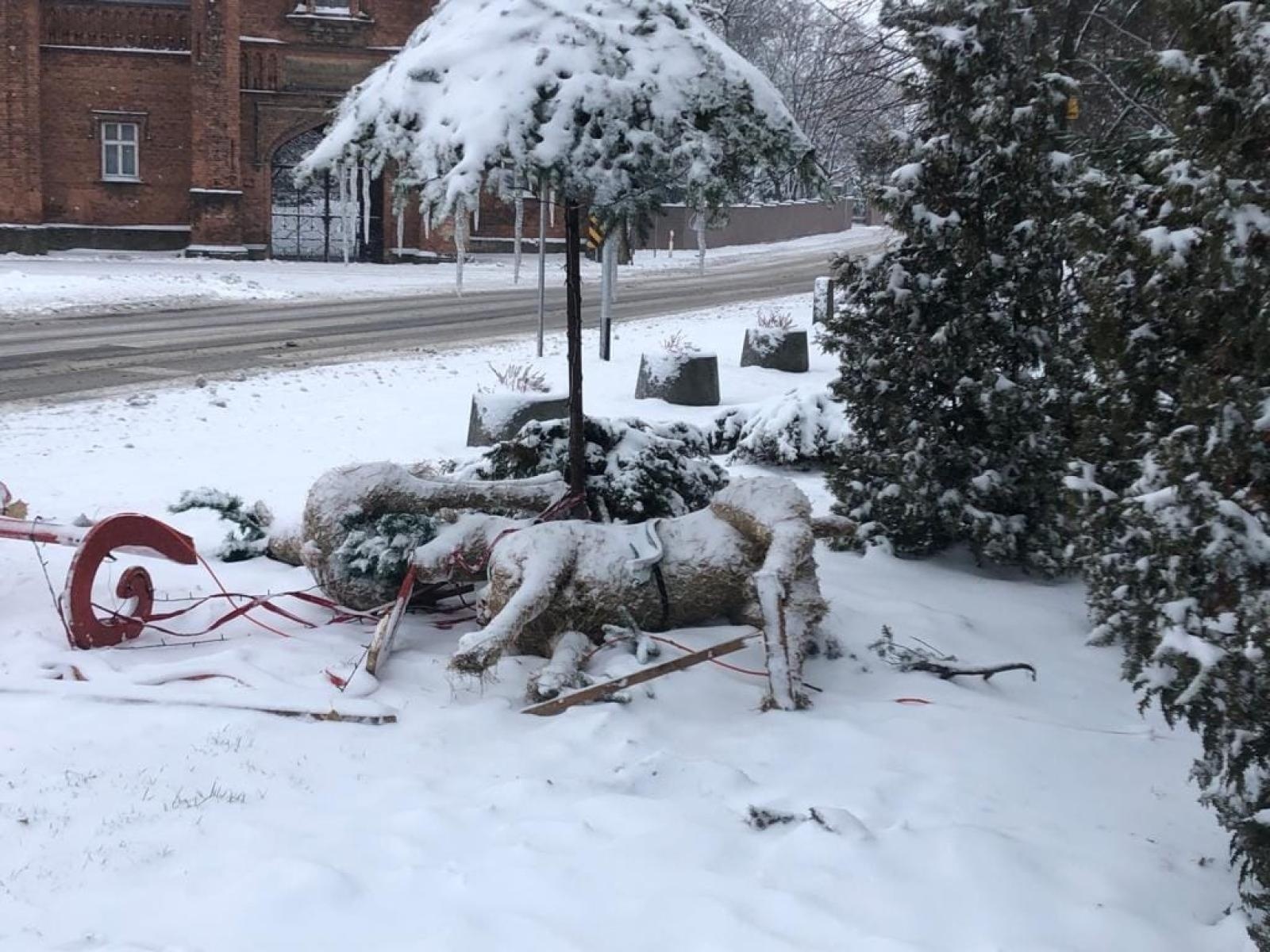 Zdjęcie w galerii na portalu naszraciborz.pl: Nocna dewastacja w Krzyżanowicach. Wandale nie oszczędzili świątecznych dekoracji wiadomości z regionu