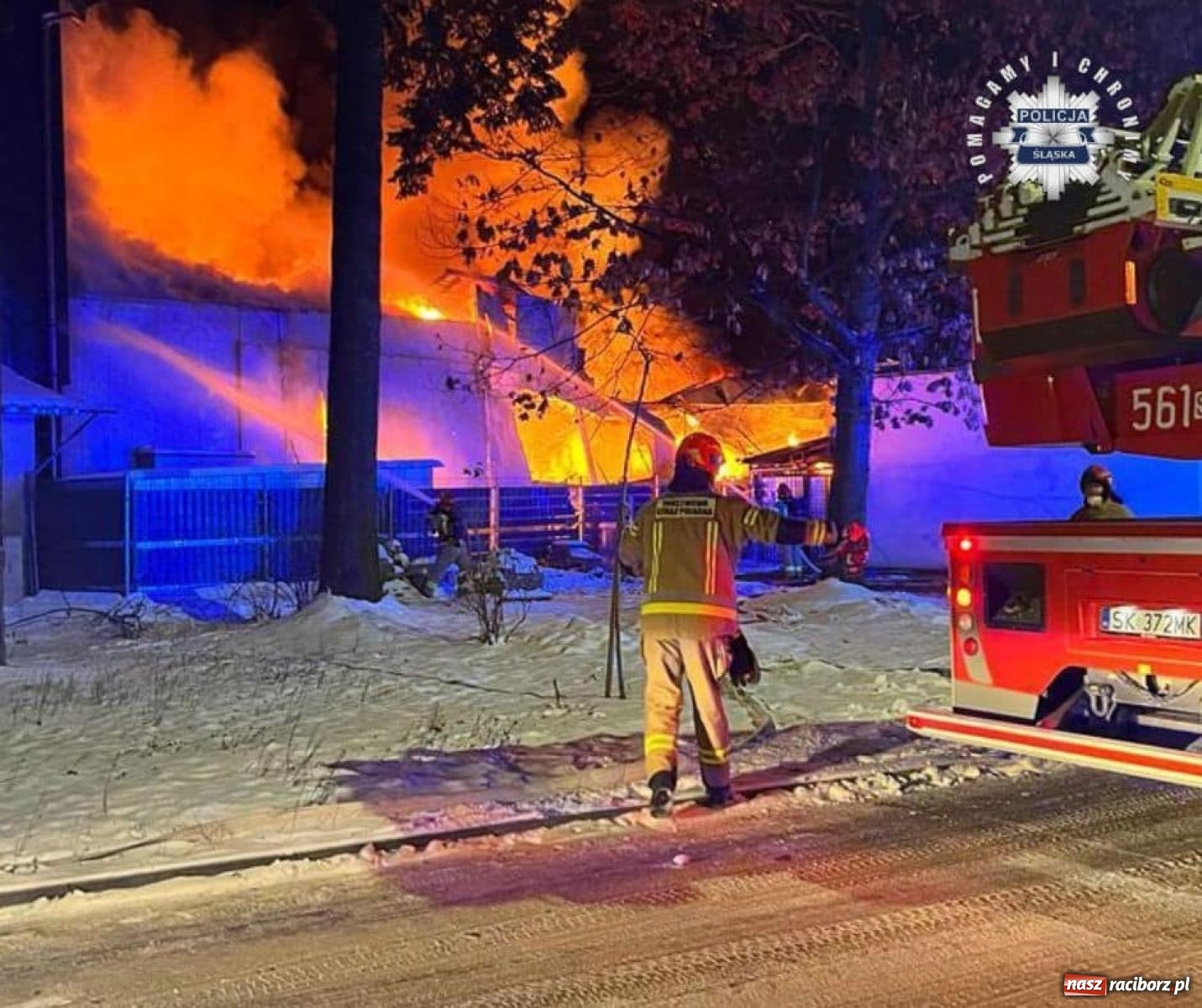 Zdjęcie w galerii na portalu naszraciborz.pl: W nocy spłonęła hala przy Łąkowej. Straty liczone w milionach [FOTO i WIDEO] wiadomości z regionu
