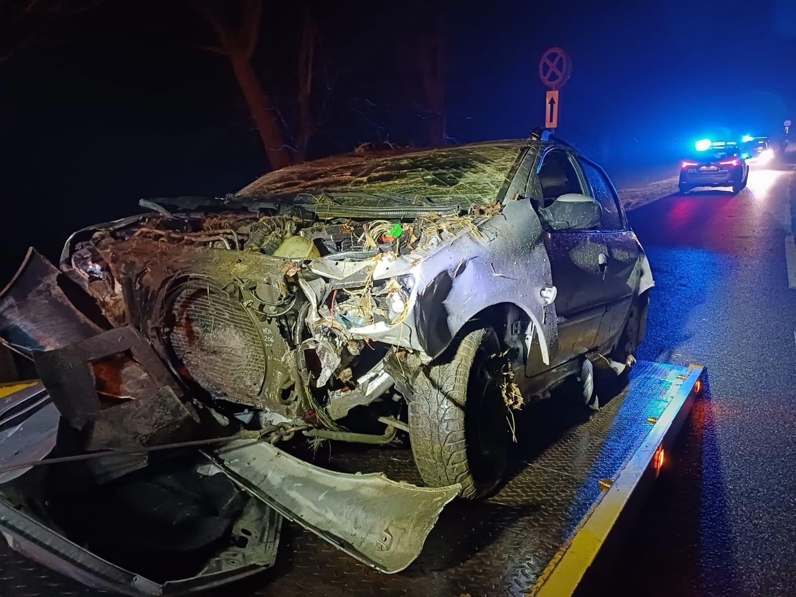 Zdjęcie w galerii na portalu naszraciborz.pl: Peugeot 206 uderzył w drzewo przy Gliwickiej wiadomości z regionu