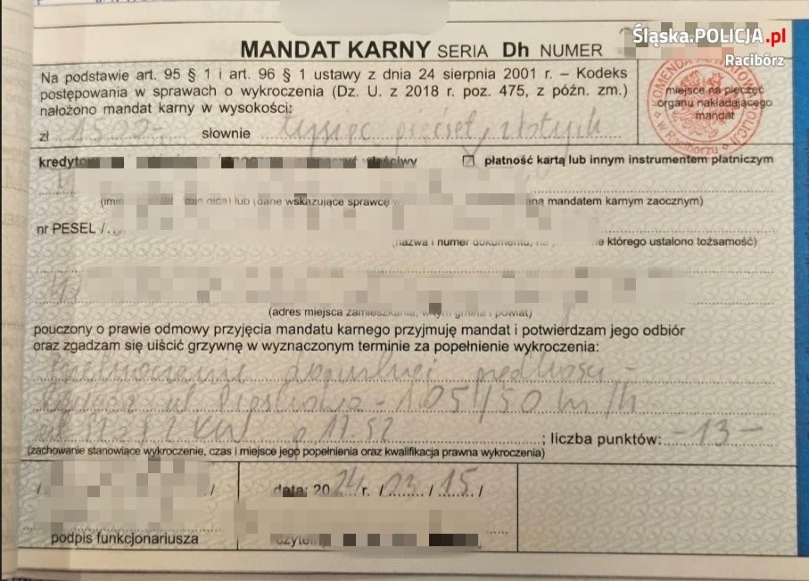 Zdjęcie w galerii na portalu naszraciborz.pl: Na Piaskowej jak na torze wyścigowym. 13 punktów i 1500 zł mandatu wiadomości z regionu