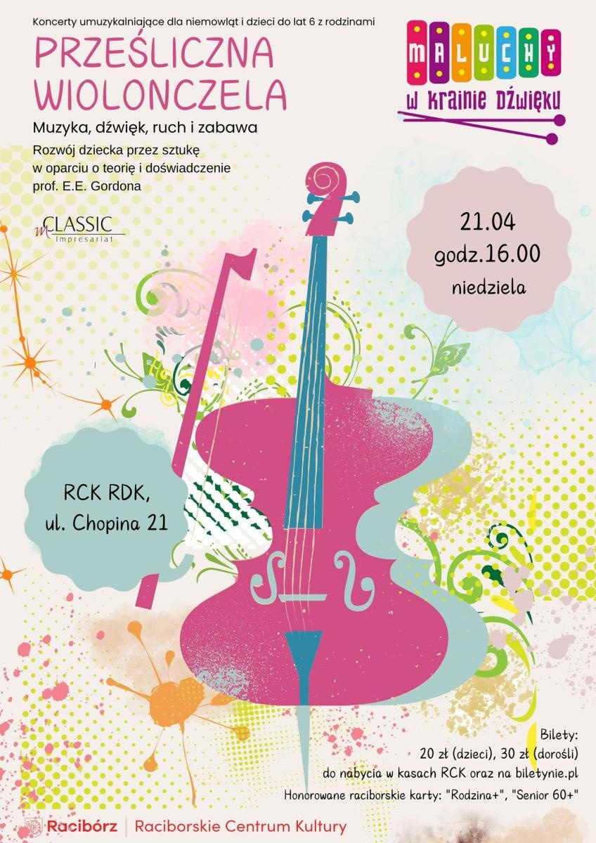 Zdjęcie w galerii na portalu naszraciborz.pl: Bohaterką kwietniowego koncertu Maluchy w krainie dźwięku będzie prześliczna wiolonczela wiadomości z regionu