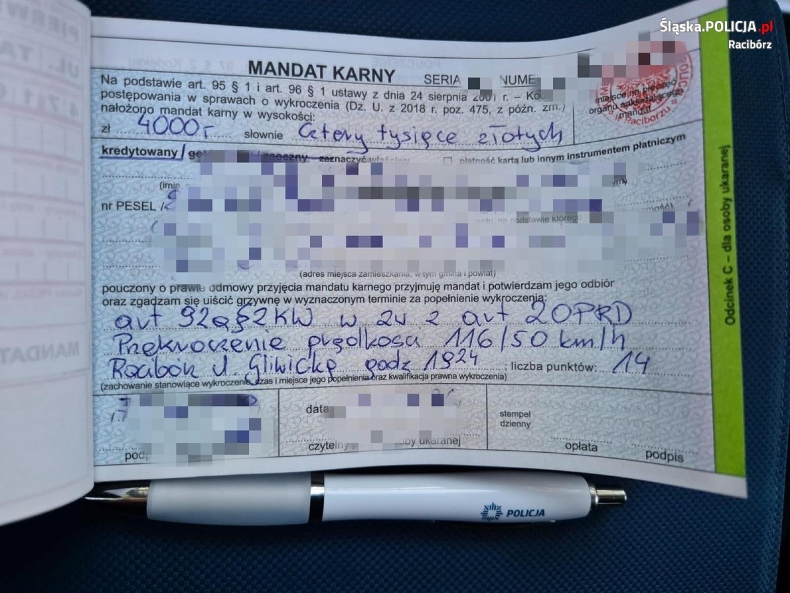 Zdjęcie w galerii na portalu naszraciborz.pl: Pirat drogowy recydywista. Jego portfel znacznie schudł wiadomości z regionu