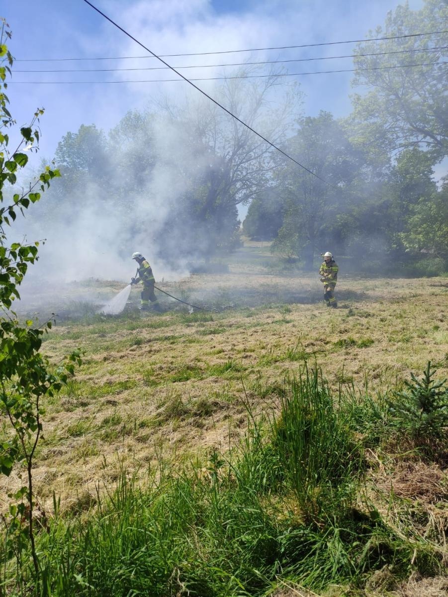 Zdjęcie w galerii na portalu naszraciborz.pl: W Dolędzinie paliła się trawa. To było podpalenie wiadomości z regionu