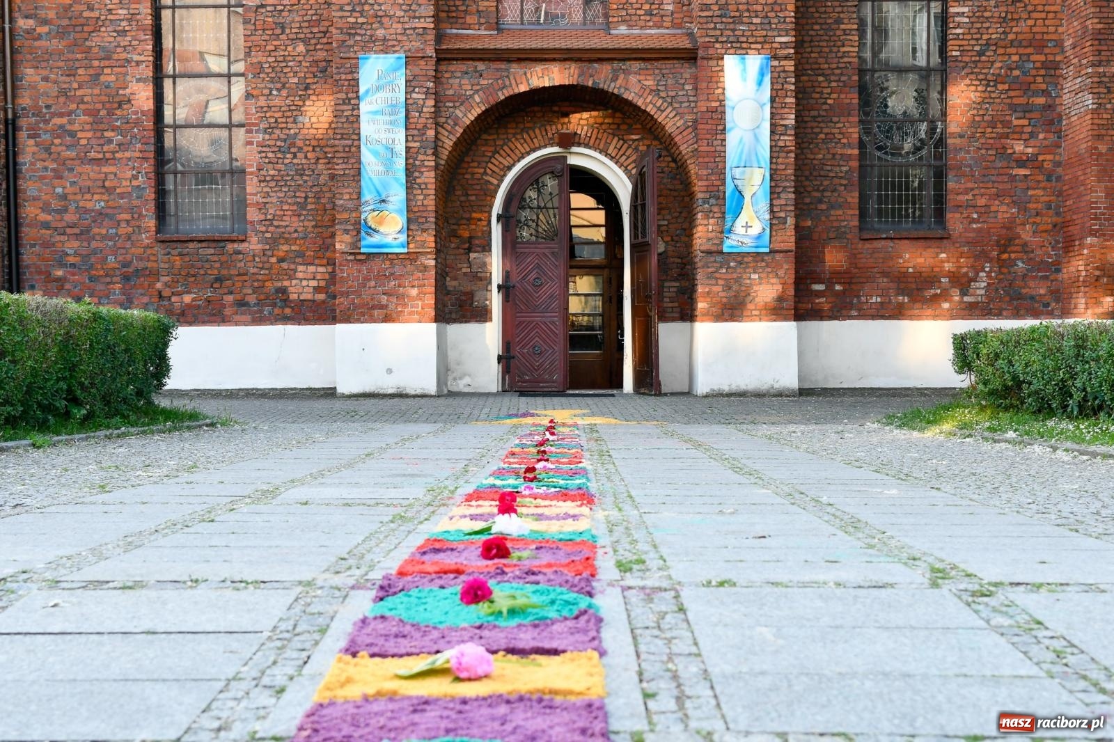 Zdjęcie w galerii na portalu naszraciborz.pl: Śródmieście, Ostróg i Płonia. Wierni od rana stroili ulice [FOTO i WIDEO] wiadomości z regionu