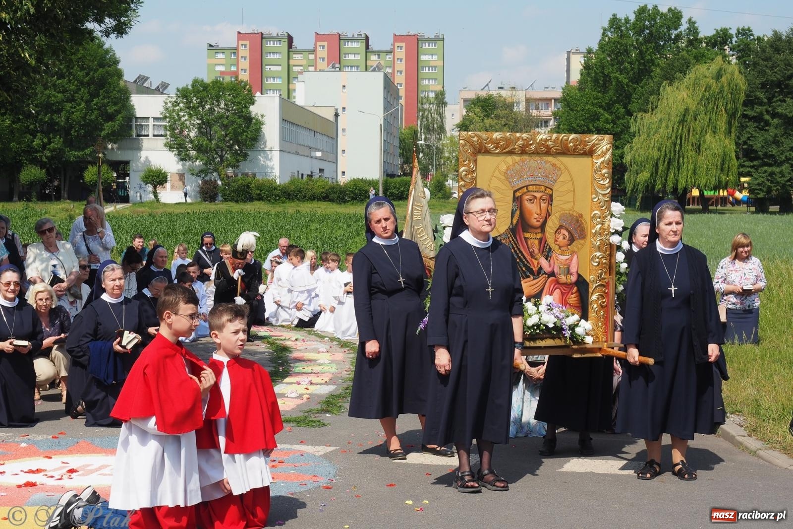 Zdjęcie w galerii na portalu naszraciborz.pl: Z Maryją przez osiedla i łąki. Boże Ciało w parafii Matki Bożej [FOTO i WIDEO] wiadomości z regionu