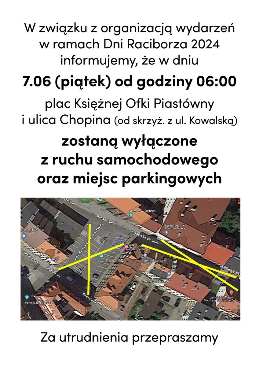 Zdjęcie w galerii na portalu naszraciborz.pl: W piątek plac Ofki i ulica Chopina wyłączone z ruchu wiadomości z regionu