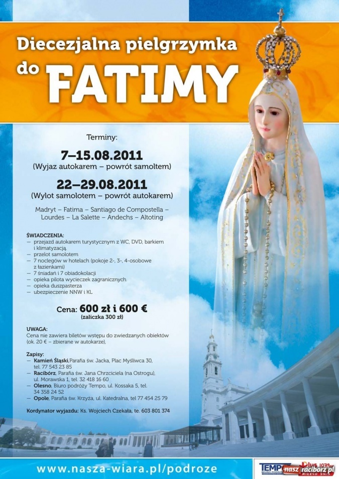Zdjęcie w galerii na portalu naszraciborz.pl: Diecezjalna pielgrzymka do Fatimy wiadomości z regionu