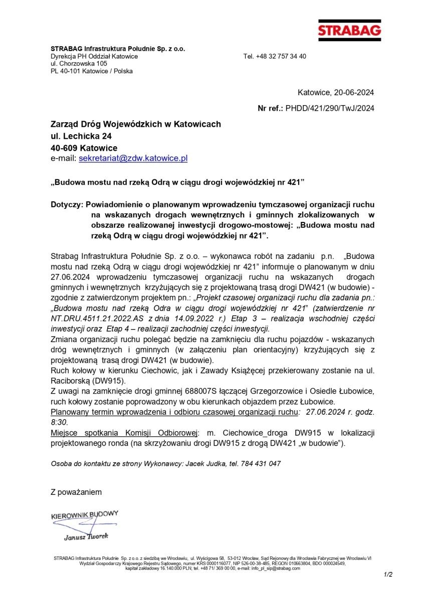 Zdjęcie w galerii na portalu naszraciborz.pl: Rusza budowa mostu Grzegorzowice-Ciechowice. Będą ograniczenia w ruchu wiadomości z regionu