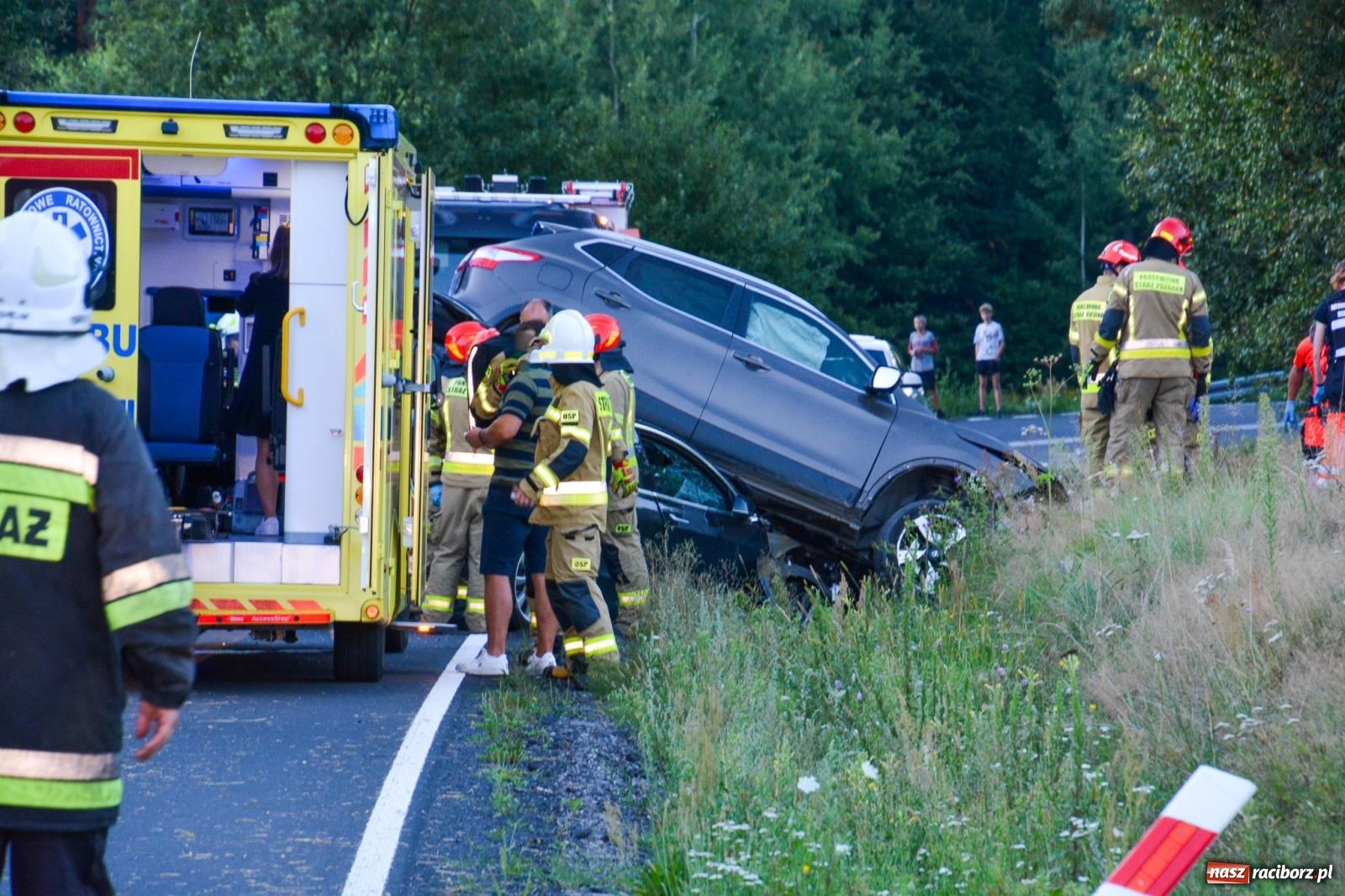 Zdjęcie w galerii na portalu naszraciborz.pl: Wypadek na drodze wojewódzkiej 919 Racibórz Rudy - siedem osób poszkodowanych wiadomości z regionu