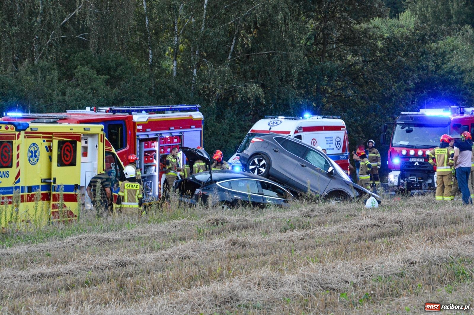 Zdjęcie w galerii na portalu naszraciborz.pl: Wypadek na drodze wojewódzkiej 919 Racibórz Rudy - siedem osób poszkodowanych wiadomości z regionu