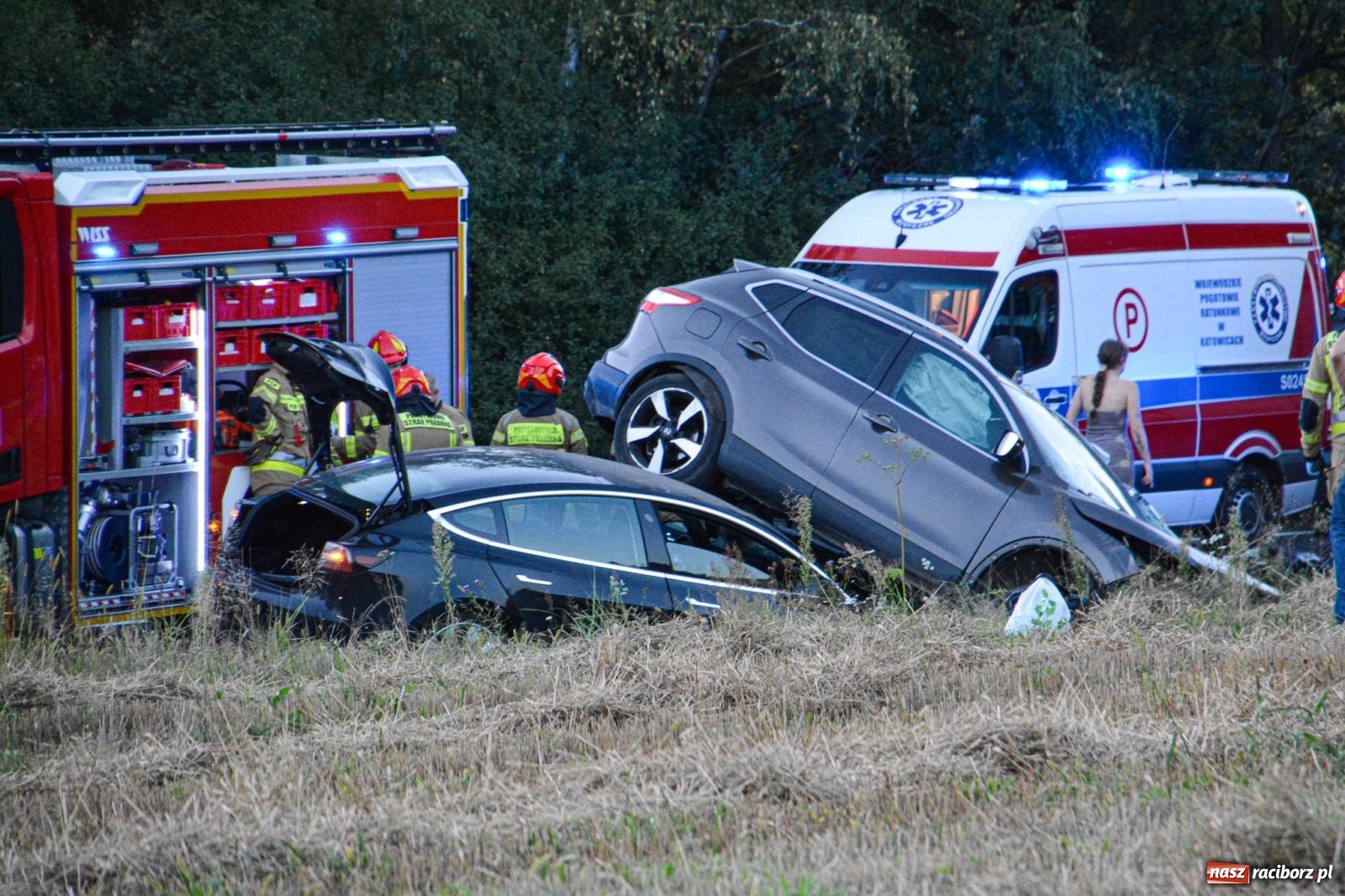 Zdjęcie w galerii na portalu naszraciborz.pl: Wypadek na drodze wojewódzkiej 919 Racibórz Rudy - siedem osób poszkodowanych wiadomości z regionu