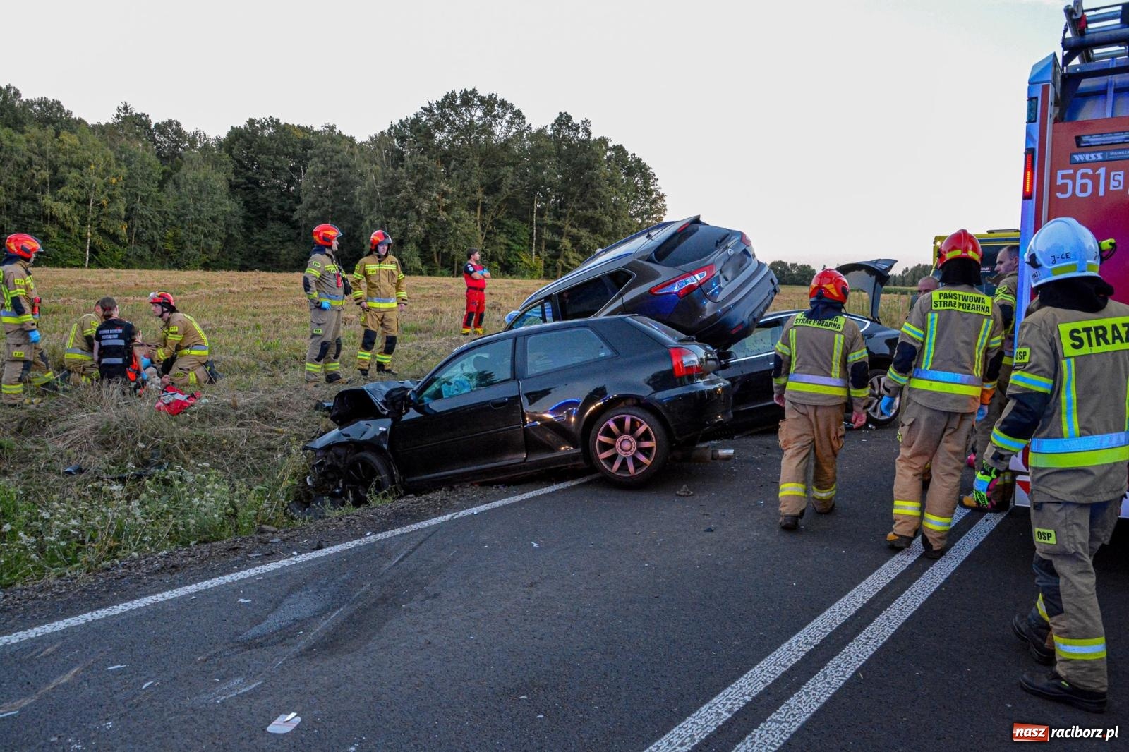 Zdjęcie w galerii na portalu naszraciborz.pl: Wypadek na drodze wojewódzkiej 919 Racibórz Rudy - siedem osób poszkodowanych wiadomości z regionu