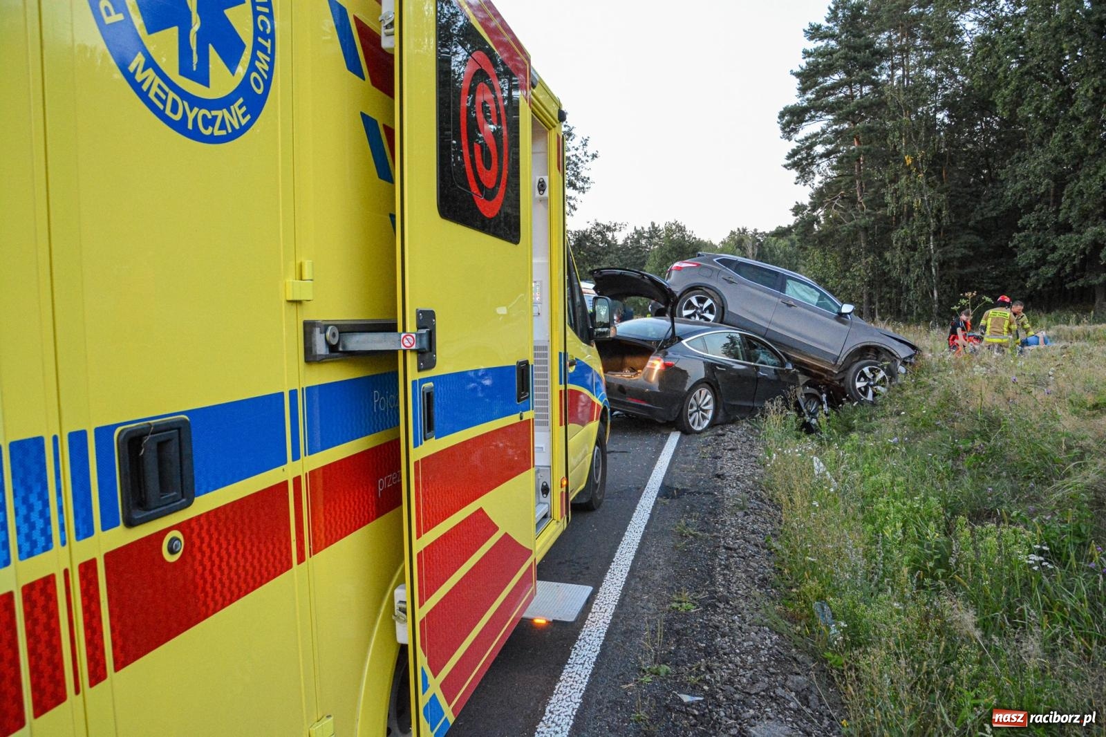Zdjęcie w galerii na portalu naszraciborz.pl: Wypadek na drodze wojewódzkiej 919 Racibórz Rudy - siedem osób poszkodowanych wiadomości z regionu
