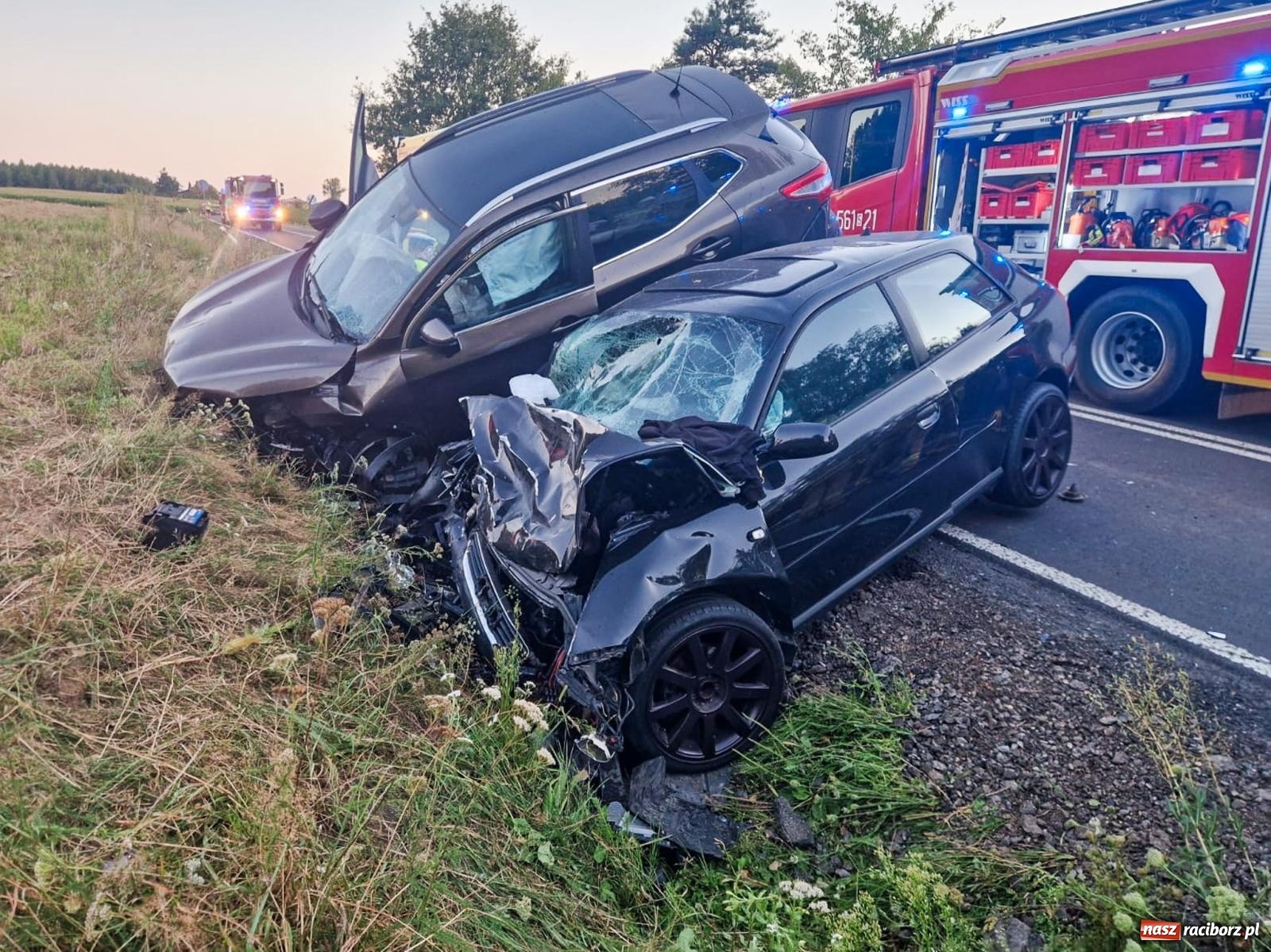 Zdjęcie w galerii na portalu naszraciborz.pl: Wypadek na drodze wojewódzkiej 919 Racibórz Rudy - siedem osób poszkodowanych wiadomości z regionu