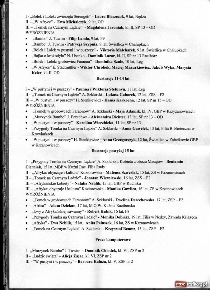 Zdjęcie w galerii na portalu naszraciborz.pl: 116 z nagrodami w egzotycznym konkursie wiadomości z regionu