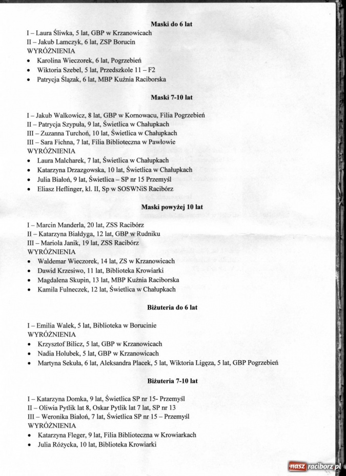 Zdjęcie w galerii na portalu naszraciborz.pl: 116 z nagrodami w egzotycznym konkursie wiadomości z regionu