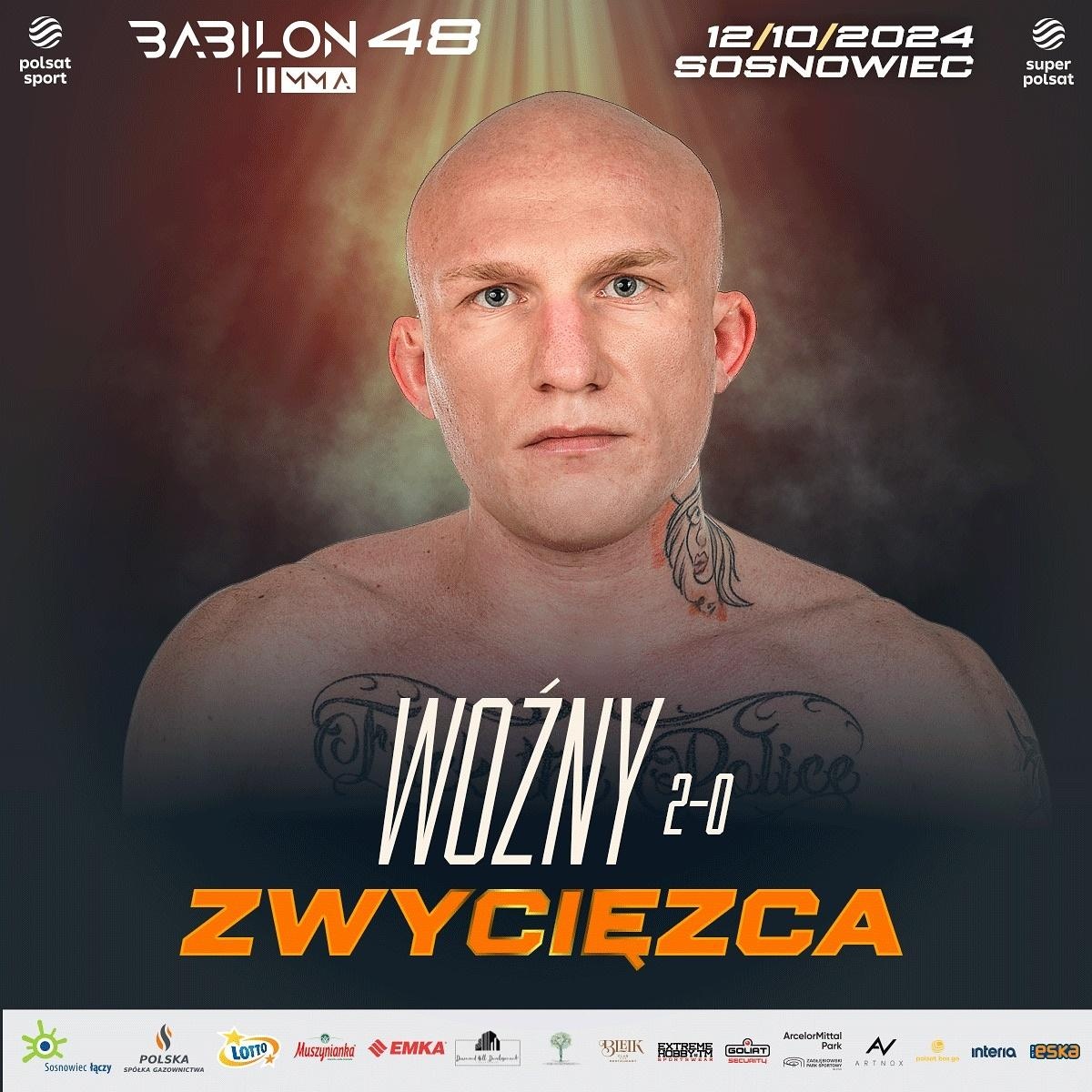 Zdjęcie w galerii na portalu naszraciborz.pl: Kamil Woźny triumfuje na gali Babilon 48 w Sosnowcu wiadomości z regionu