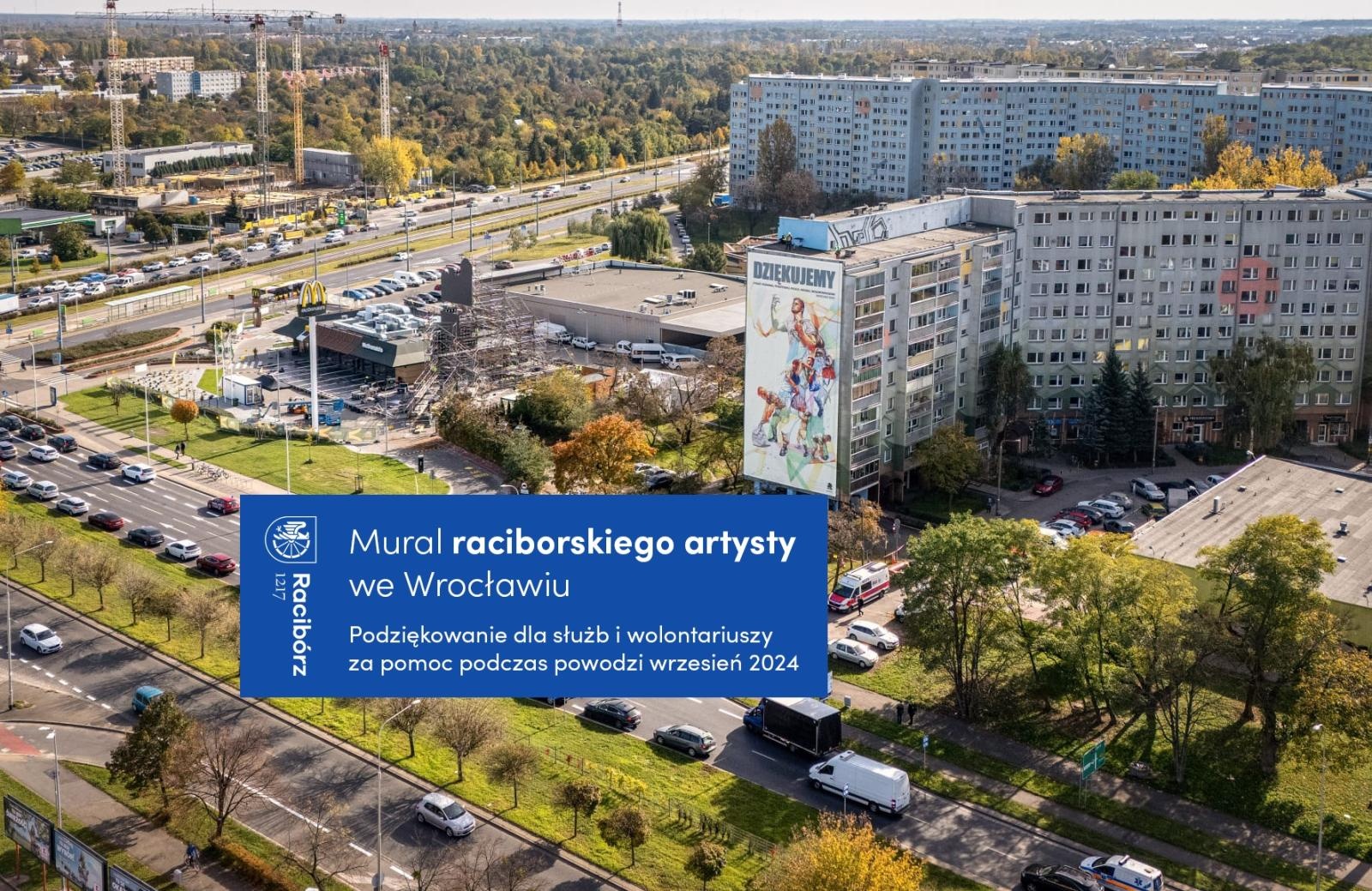 Zdjęcie w galerii na portalu naszraciborz.pl: Mural wdzięczności we Wrocławiu: raciborzanin oddaje hołd bohaterom powodzi wiadomości z regionu
