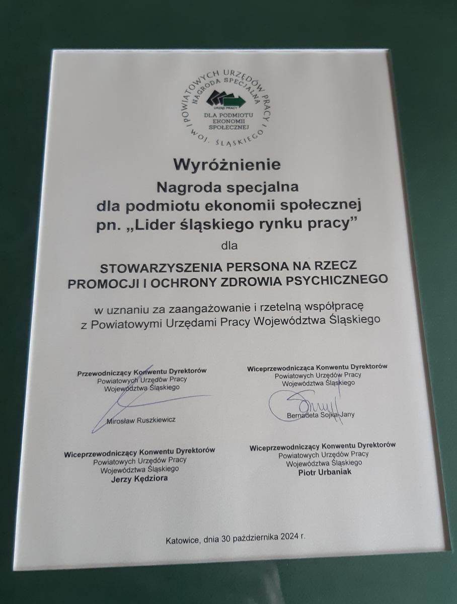 Zdjęcie w galerii na portalu naszraciborz.pl: Stowarzyszenie PERSONA wyróżnione za współpracę z Powiatowymi Urzędami Pracy wiadomości z regionu