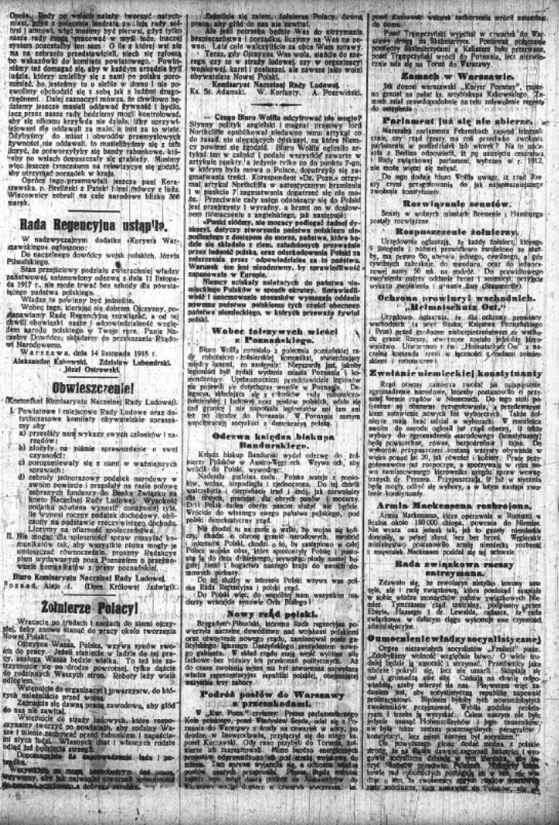 Zdjęcie w galerii na portalu naszraciborz.pl: Pękły okowy krępujące wolność naszą… Na 11 listopada Biblioteka poleca archiwalne numery Nowin Raciborskich wiadomości z regionu