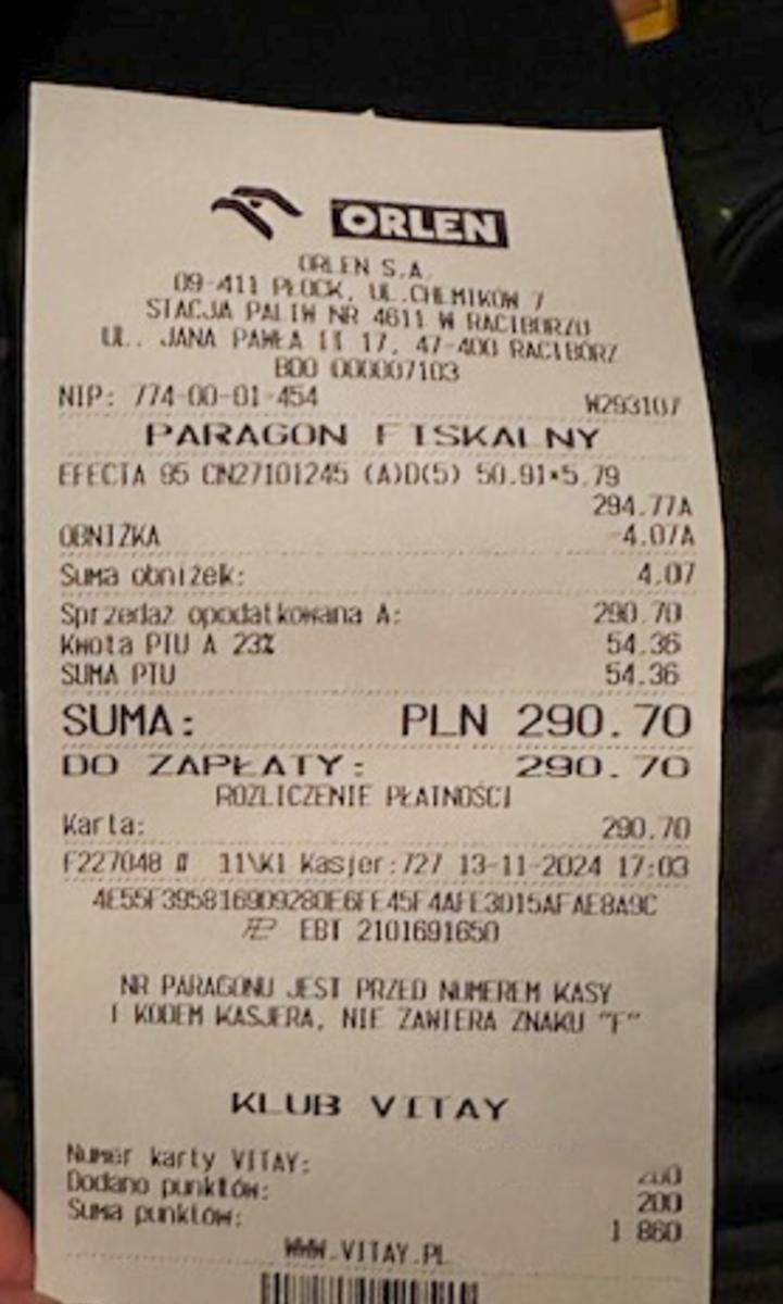 Zdjęcie w galerii na portalu naszraciborz.pl: Tajemnicze tankowanie na Orlenie: czytelniczka zatankowała więcej niż wynosi pojemność baku jej skody wiadomości z regionu