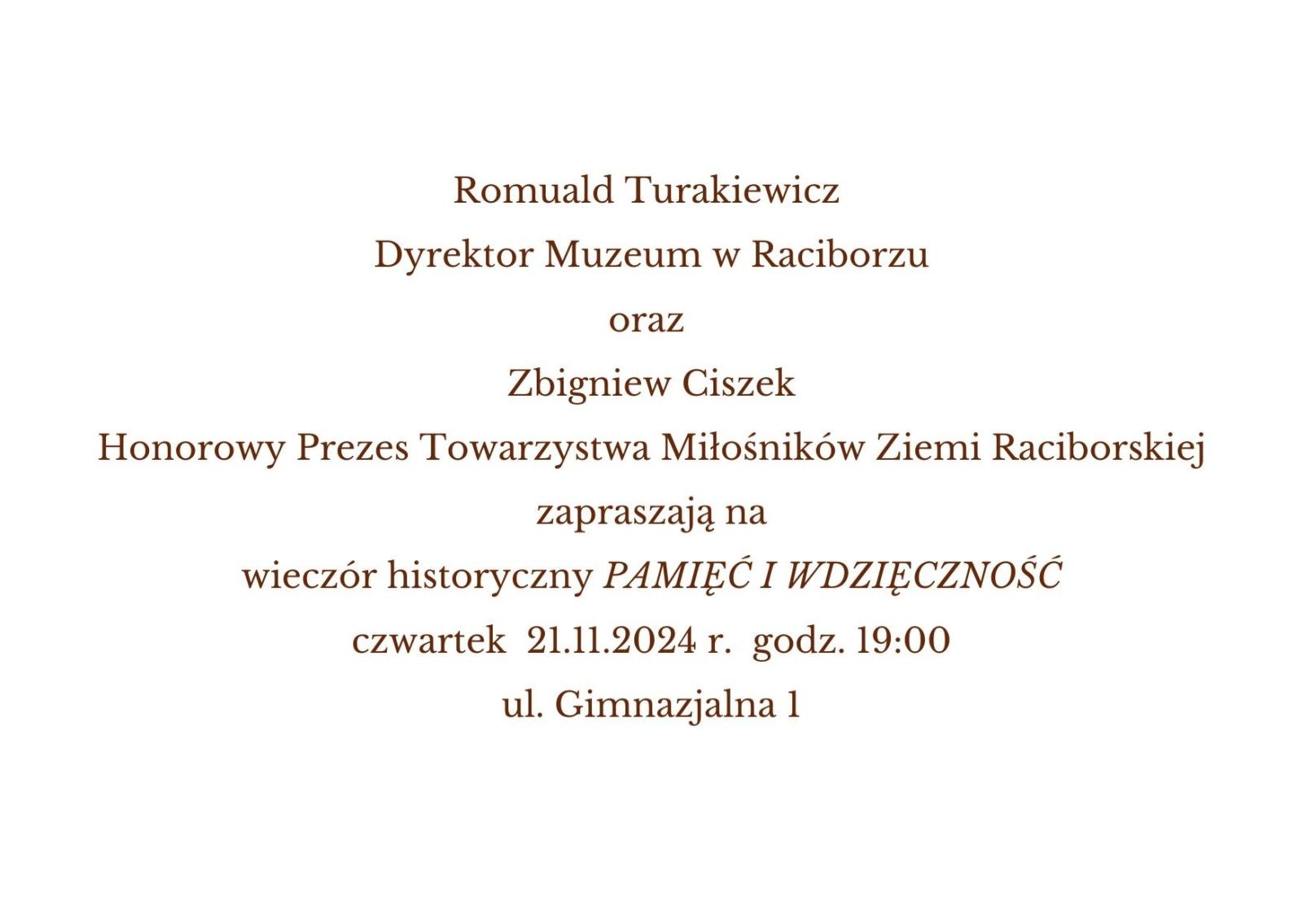 Zdjęcie w galerii na portalu naszraciborz.pl: Pamięć i wdzięczność – wieczór historyczny w Raciborzu wiadomości z regionu