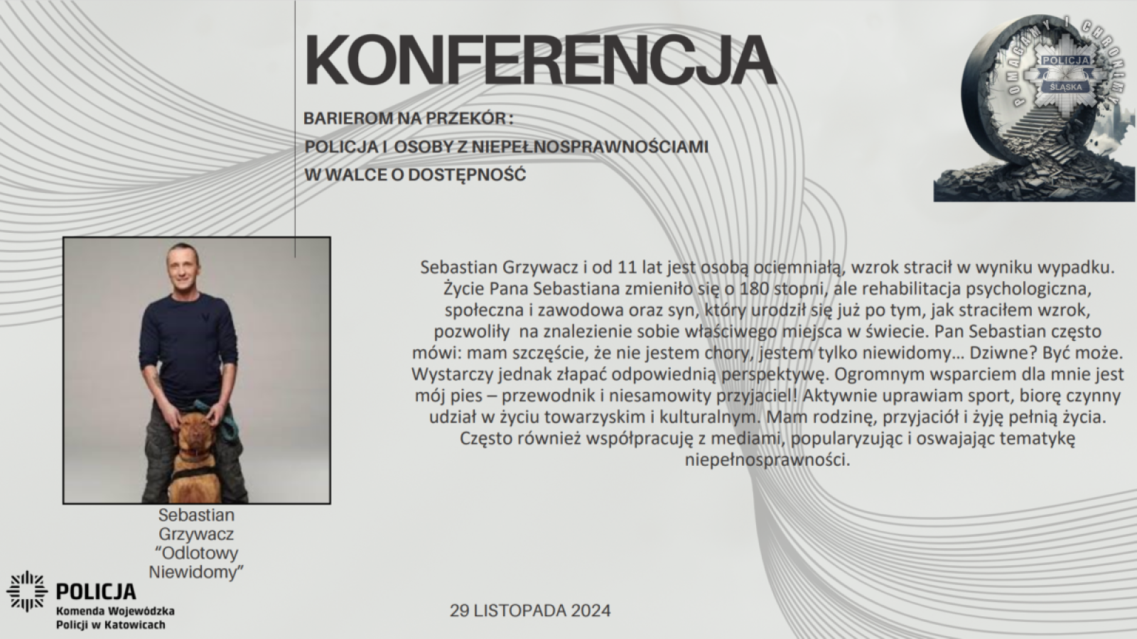 Zdjęcie w galerii na portalu naszraciborz.pl: Konferencja Barierom na przekór w komendzie wojewódzkiej w Katowicach wiadomości z regionu