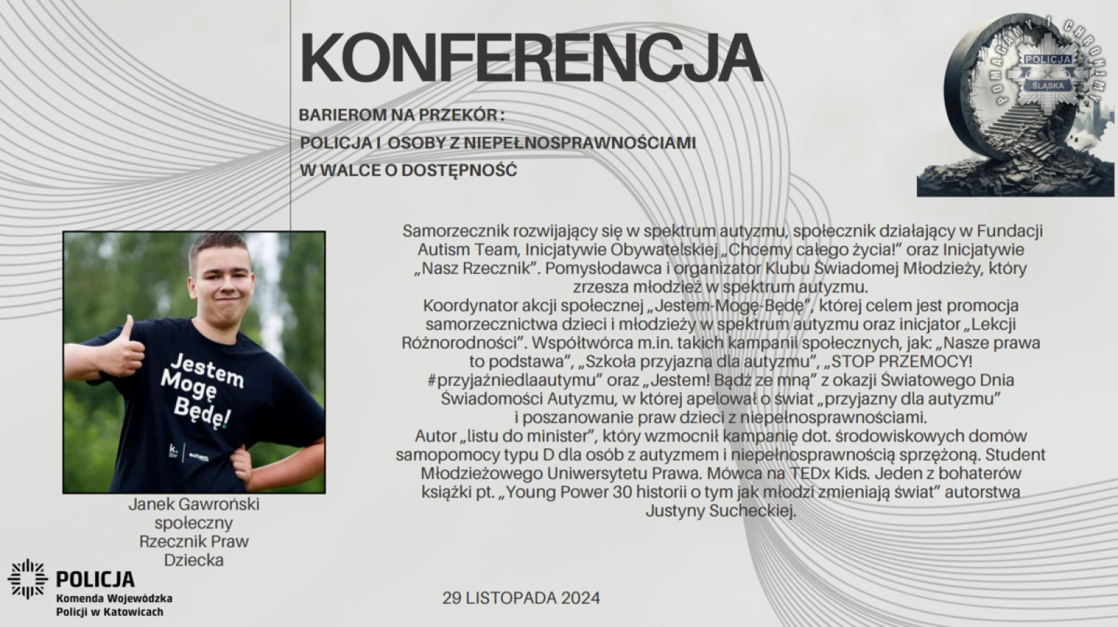 Zdjęcie w galerii na portalu naszraciborz.pl: Konferencja Barierom na przekór w komendzie wojewódzkiej w Katowicach wiadomości z regionu