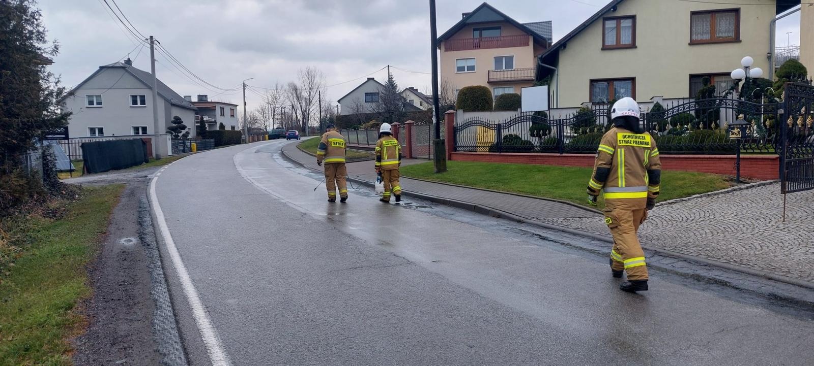 Zdjęcie w galerii na portalu naszraciborz.pl: Rozległa plama na jezdni w gminie Pietrowice Wielkie wiadomości z regionu