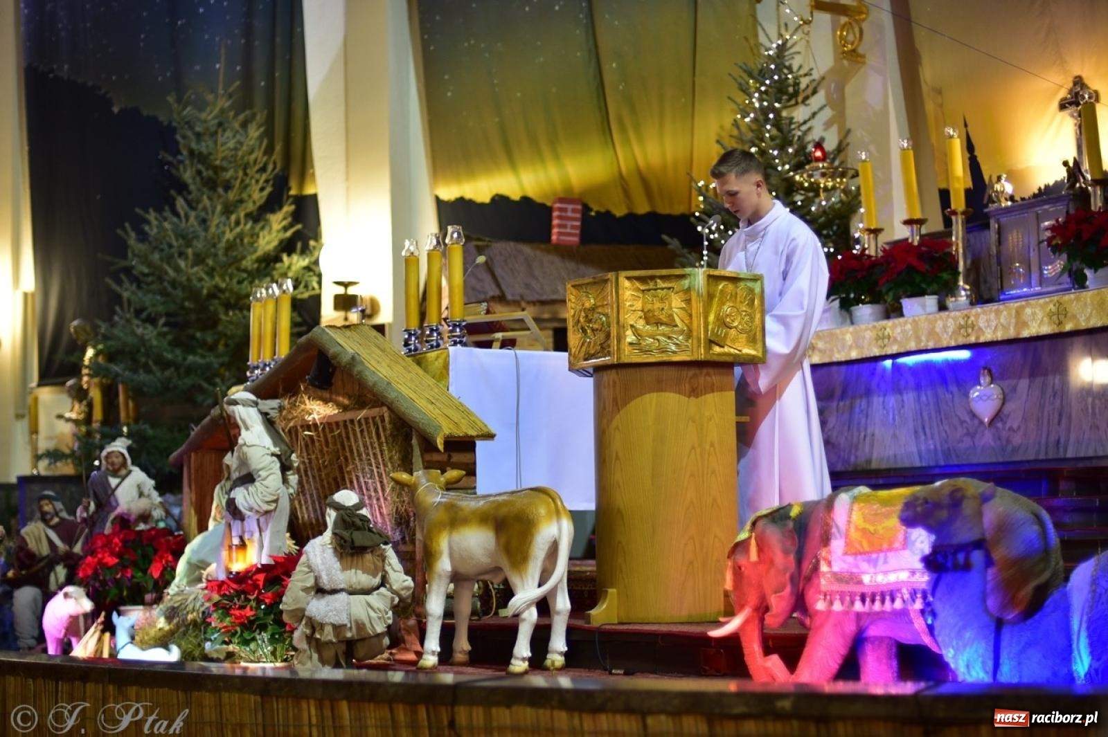 Zdjęcie w galerii na portalu naszraciborz.pl: Pasterka w okrąglaku: figura Dzieciątka w żłóbku i zapowiedź wieczoru kolęd [FOTO i WIDEO] wiadomości z regionu
