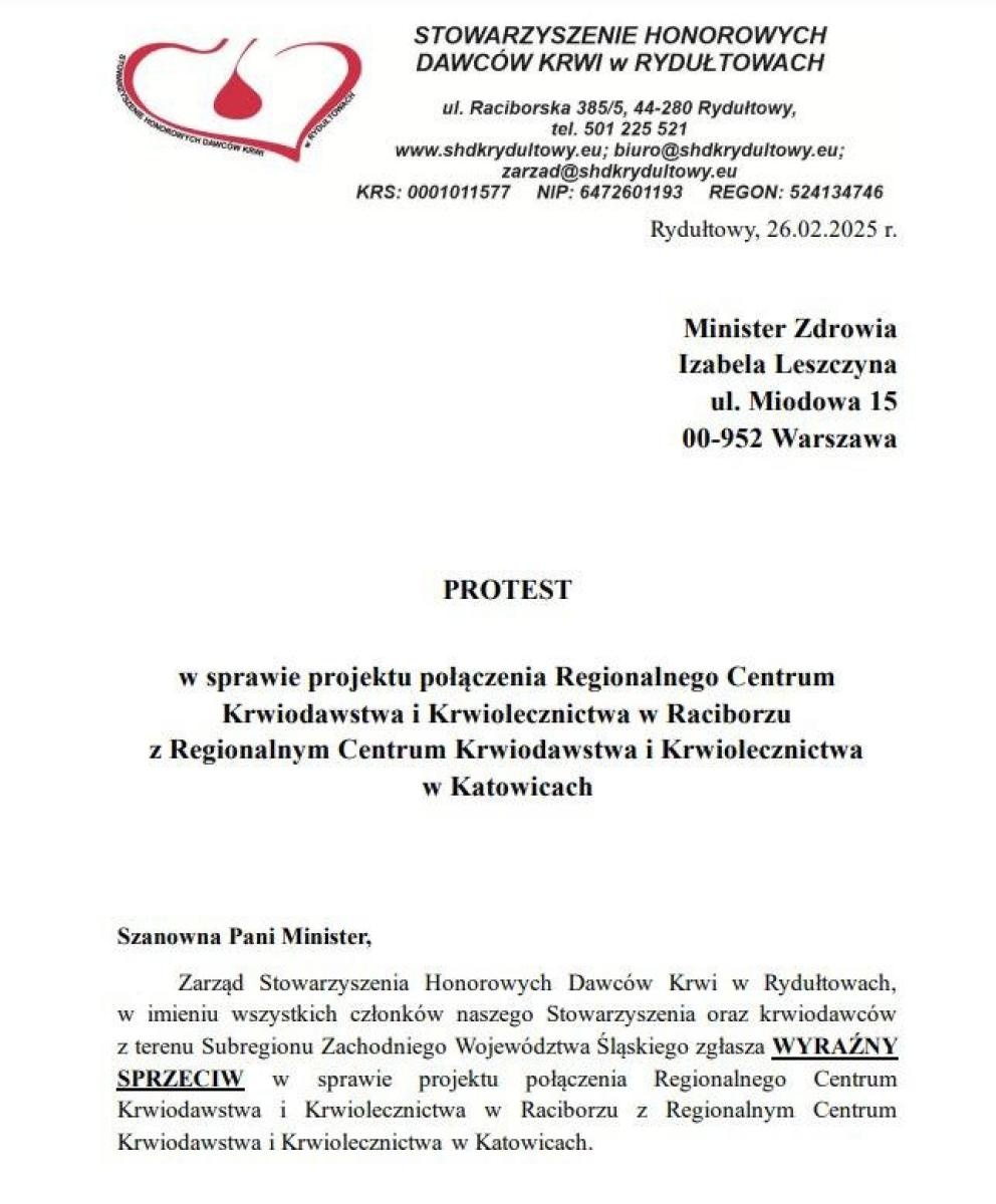 Zdjęcie w galerii na portalu naszraciborz.pl: Strata i rosnące długi. Prezydent i posłanka jadą do minister zdrowia rozmawiać o przyszłości krwiodawstwa wiadomości z regionu