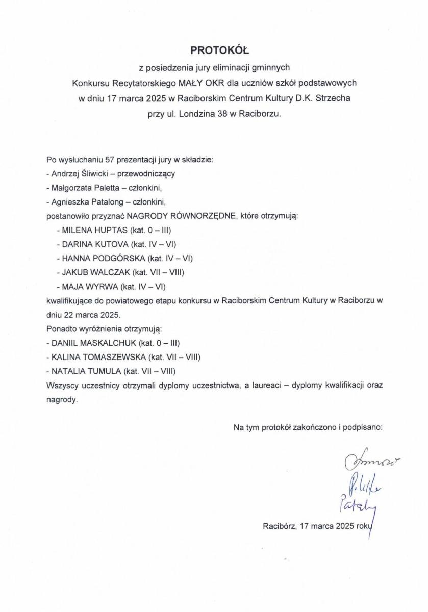 Zdjęcie w galerii na portalu naszraciborz.pl: Eliminacje gminne w Konkursie Recytatorskim MAŁY OKR - wyniki w Raciborzu wiadomości z regionu