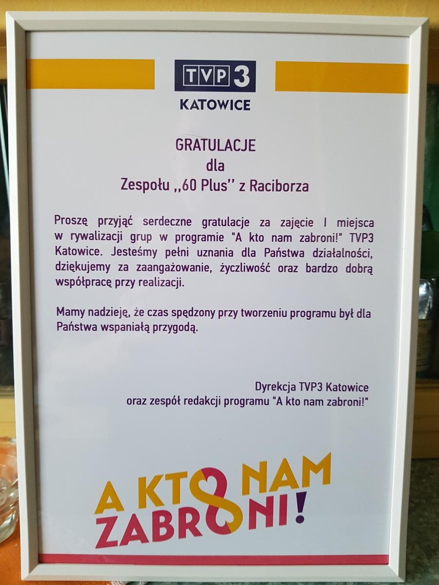 Zdjęcie w galerii na portalu naszraciborz.pl: Zespół 60 PLUS z nową energią i sukcesem w telewizji wiadomości z regionu
