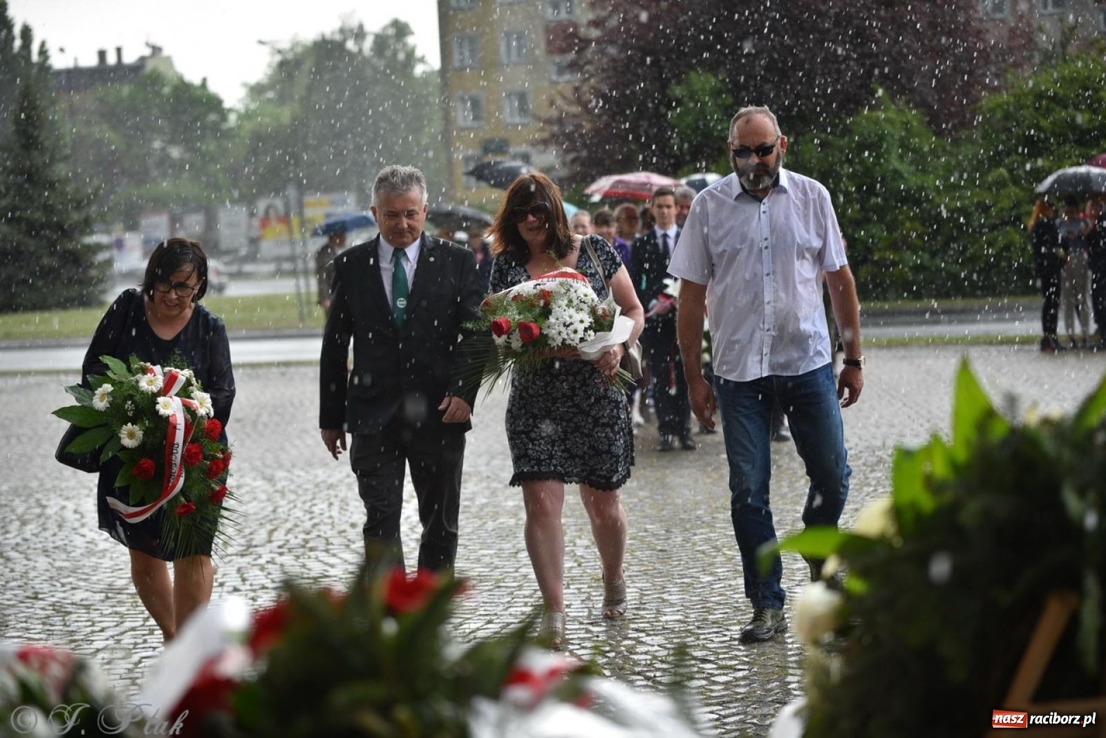Zdjęcie w galerii na portalu naszraciborz.pl: Obchody Trzeciego Maja w Raciborzu w strugach deszczu [FOTO i WIDEO] wiadomości z regionu
