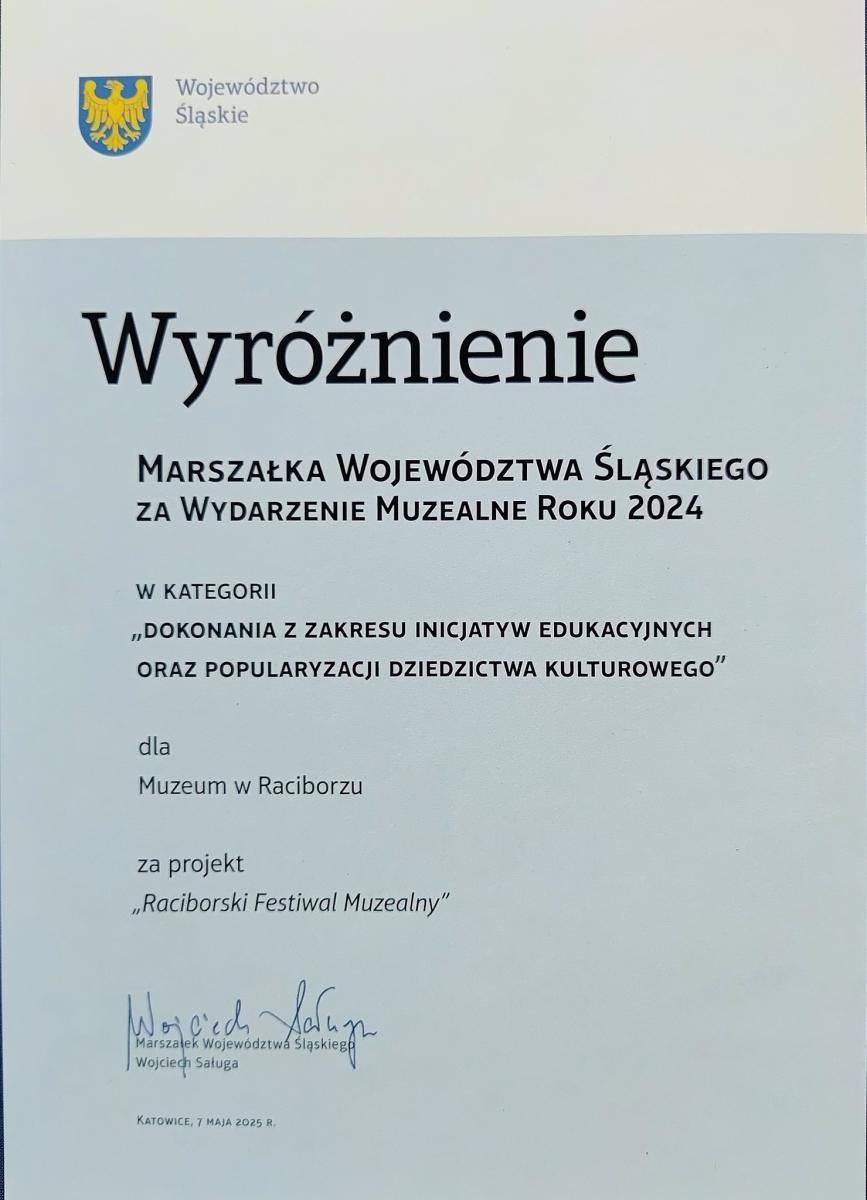Zdjęcie w galerii na portalu naszraciborz.pl: Muzeum w Raciborzu wśród najlepszych muzeów województwa śląskiego wiadomości z regionu