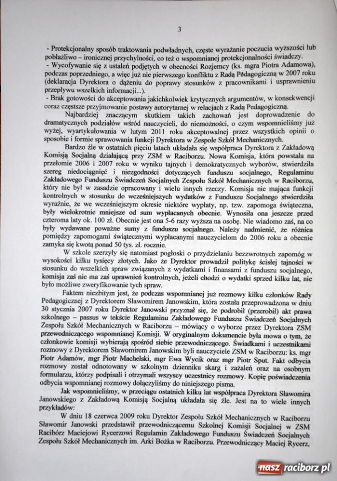 Zdjęcie w galerii na portalu naszraciborz.pl: Konflikt w Mechaniku. Zarzuty nauczycieli wiadomości z regionu