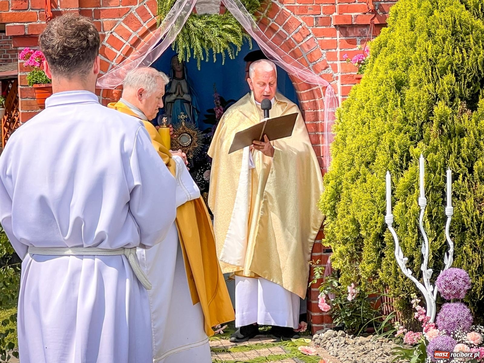 Zdjęcie w galerii na portalu naszraciborz.pl: Tradycyjna procesja Bożego Ciała w Brzeziu: dywany arcydzieła i modlitwa w sercu parafii [FOTO i WIDEO] wiadomości z regionu