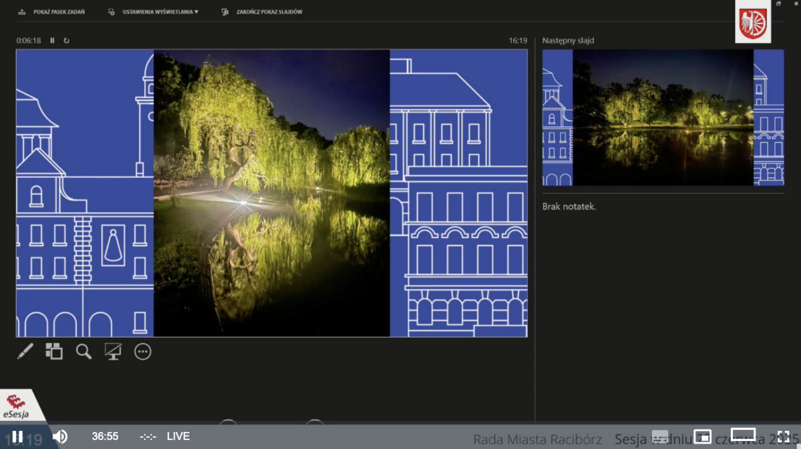 Zdjęcie w galerii na portalu naszraciborz.pl: Zielony Rynek, parking podziemny na pl. Długosza i podświetlone drzewa. Prezydent zapowiada zmiany w centrum Raciborza wiadomości z regionu