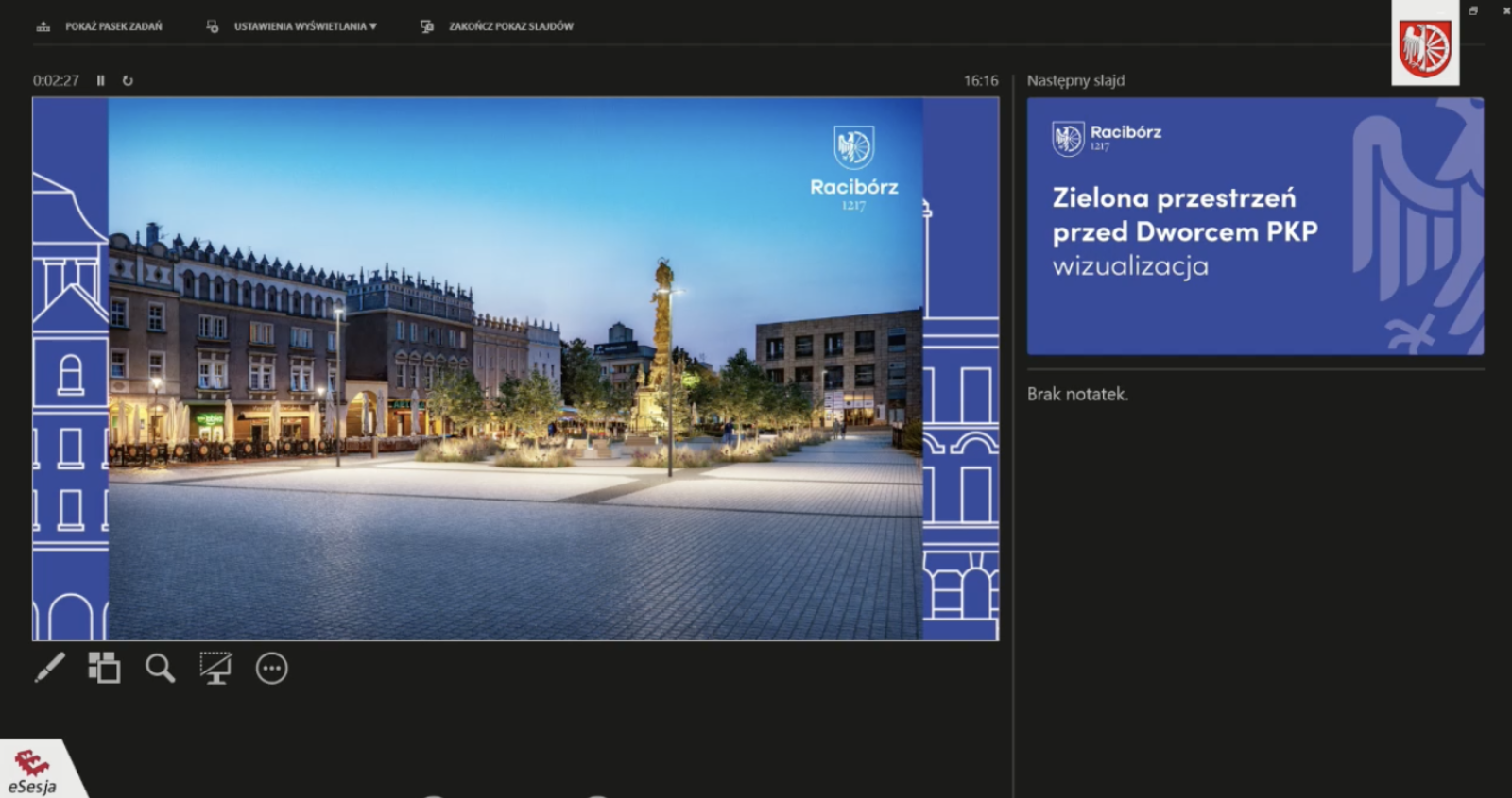 Zdjęcie w galerii na portalu naszraciborz.pl: Zielony Rynek, parking podziemny na pl. Długosza i podświetlone drzewa. Prezydent zapowiada zmiany w centrum Raciborza wiadomości z regionu