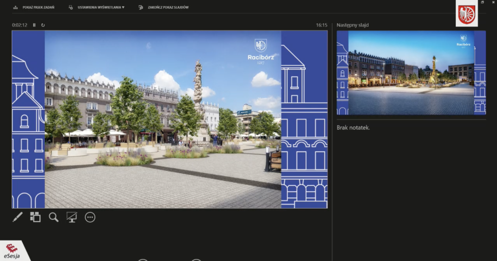 Zdjęcie w galerii na portalu naszraciborz.pl: Zielony Rynek, parking podziemny na pl. Długosza i podświetlone drzewa. Prezydent zapowiada zmiany w centrum Raciborza wiadomości z regionu