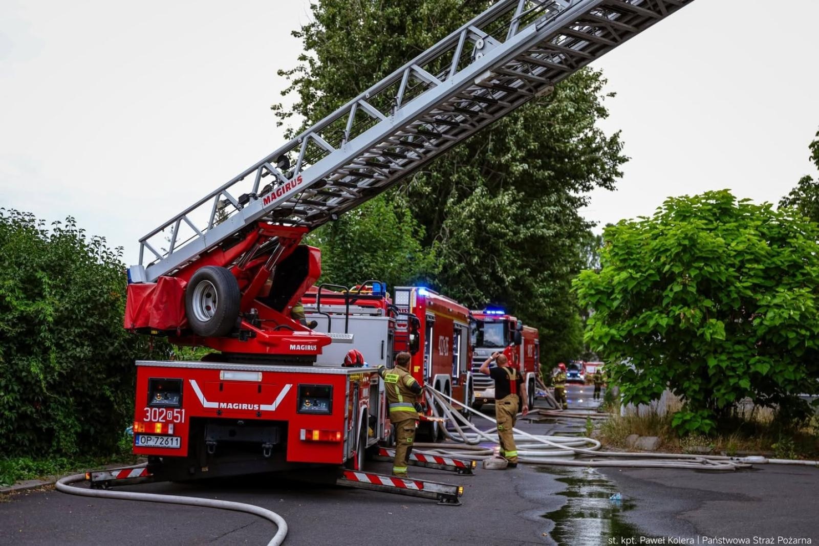 Zdjęcie w galerii na portalu naszraciborz.pl: Groźny pożar hal magazynowych w Kędzierzynie-Koźlu. Trwa dogaszanie pogorzeliska wiadomości z regionu